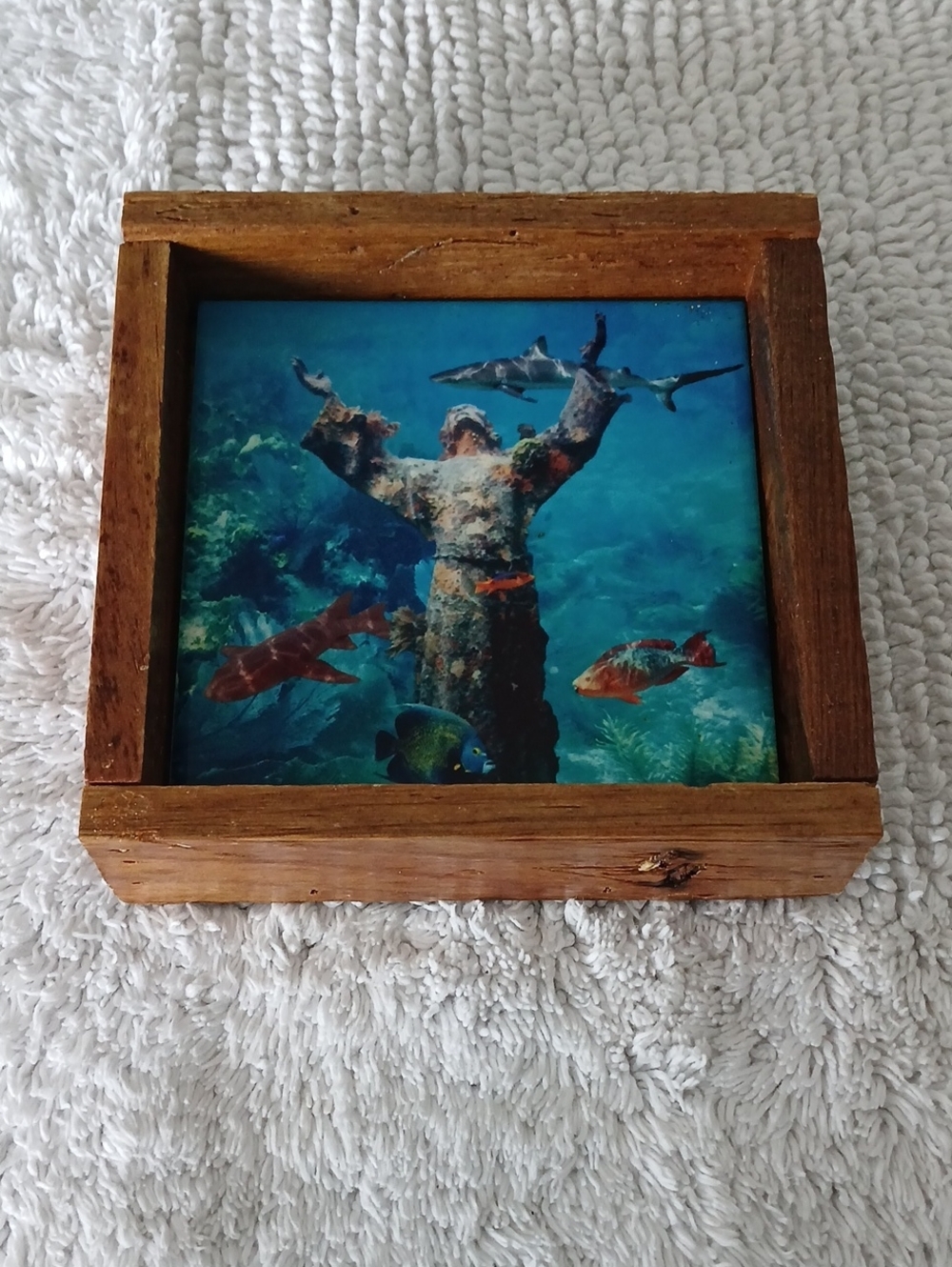 Rustic Lobster Trap Wood And Glass. "Christ Of Abyss"